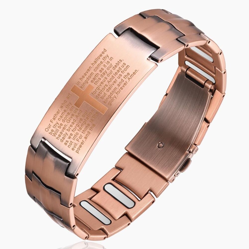 Cigmag Copper Magnetic Bracelet Men 5000 Gauss Cross Scripture Wellness